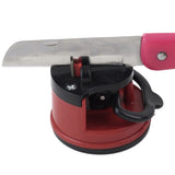 Red Knife Sharpener With Secure Suction